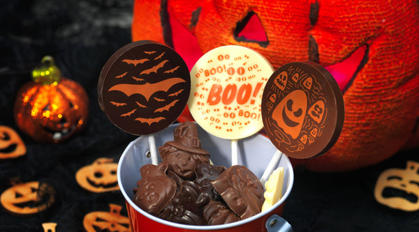 A selection of Halloween chocolate lollipops and shapes