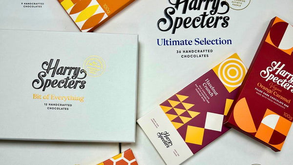 A selection of sustainable chocolate box and bar packaging 