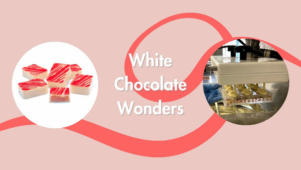 A banner which reads white chocolate wonders