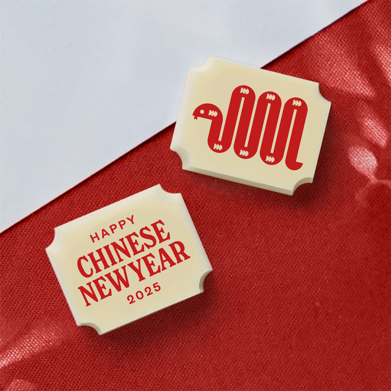 Two Chinese New Year chocolates for the year of the snake