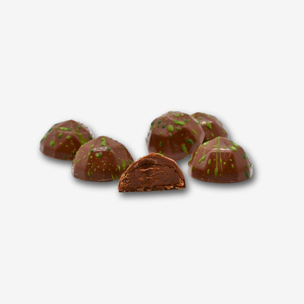 6 apple cinnamon milk chocolates decorated by hand